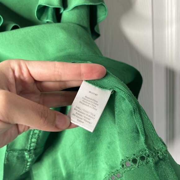 Rachel Zoe Portland Emerald Green Asymmetrical Ruffle Top Women's Size 2 - Picture 6 of 10